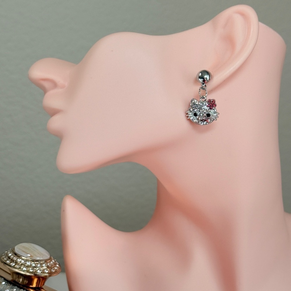 Hello Kitty Silver and Pink Earrings - Picture 3 of 7
